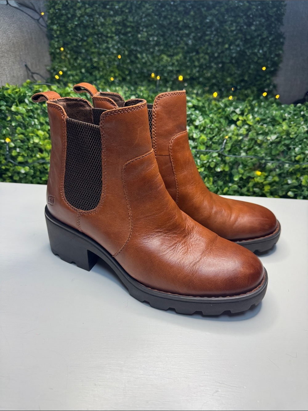 Born Copper Brown Leather Chelsea Booties
